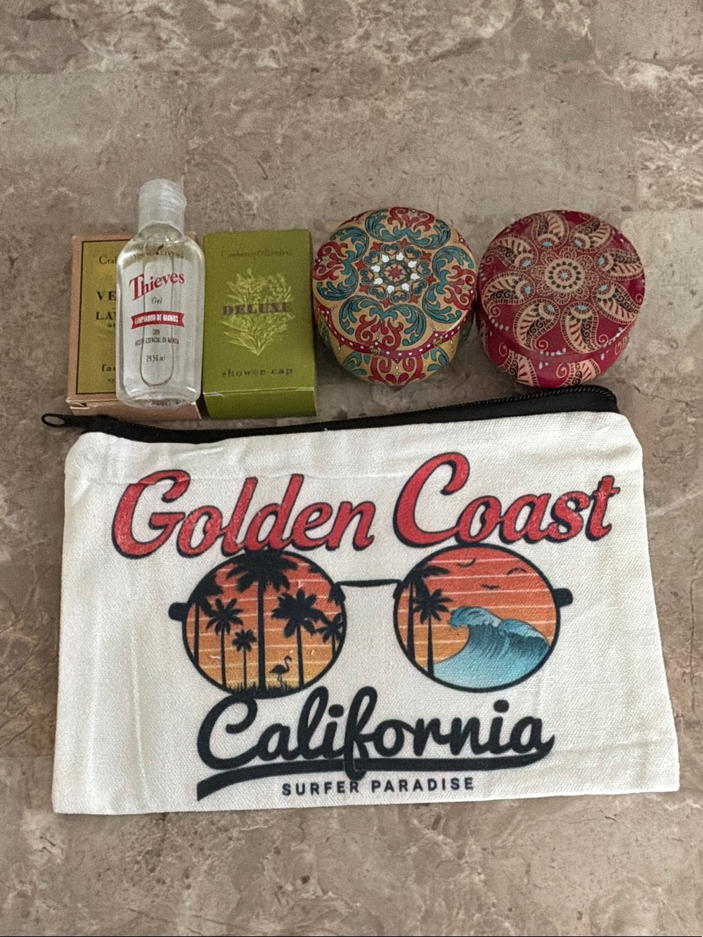 Golden Coast California Canvas Travel Pouch With Candles